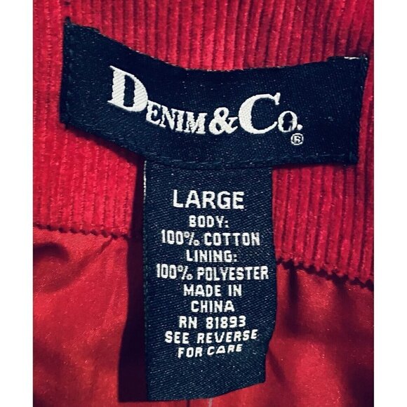 Denim and Co Blazer Womens Large Red Corduroy One Button Pockets Holiday Preppy - Picture 4 of 5